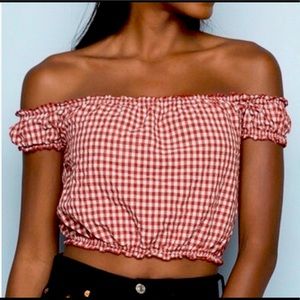 Brandy Melville red gingham crop